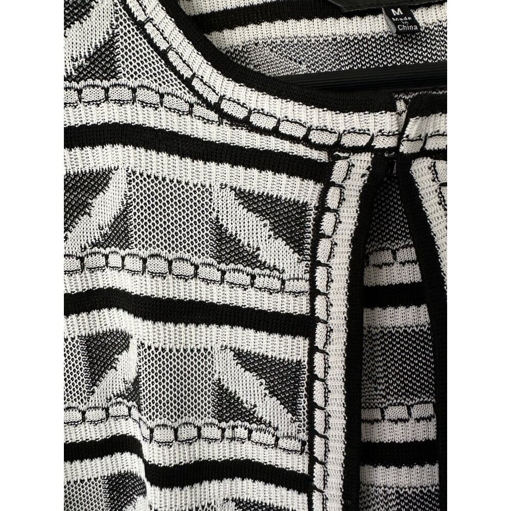 Ming Wang Black White Geometric Pattern Knit 3/4 … - image 3